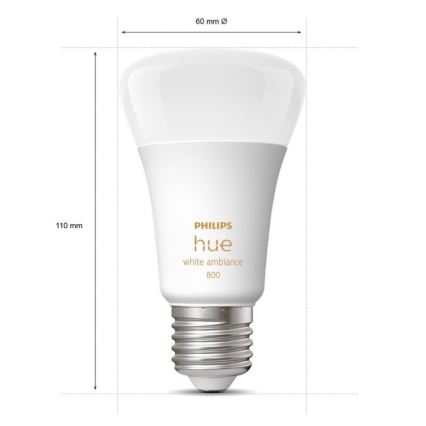 Zestaw 2×LED ściemnialna żarówka Philips Hue WHITE AMBIANCE E27/6W/230V 2200-6500K