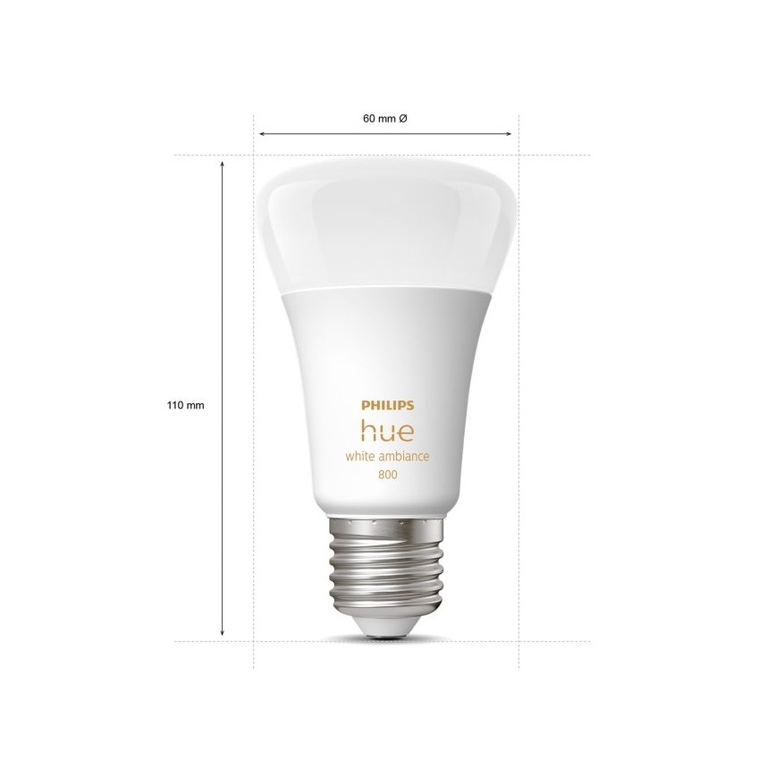 Zestaw 2×LED ściemnialna żarówka Philips Hue WHITE AMBIANCE E27/6W/230V 2200-6500K
