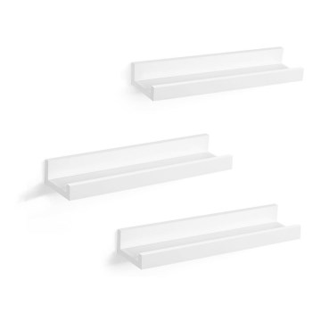 Zestaw 3 białych półek ściennych SHELFY