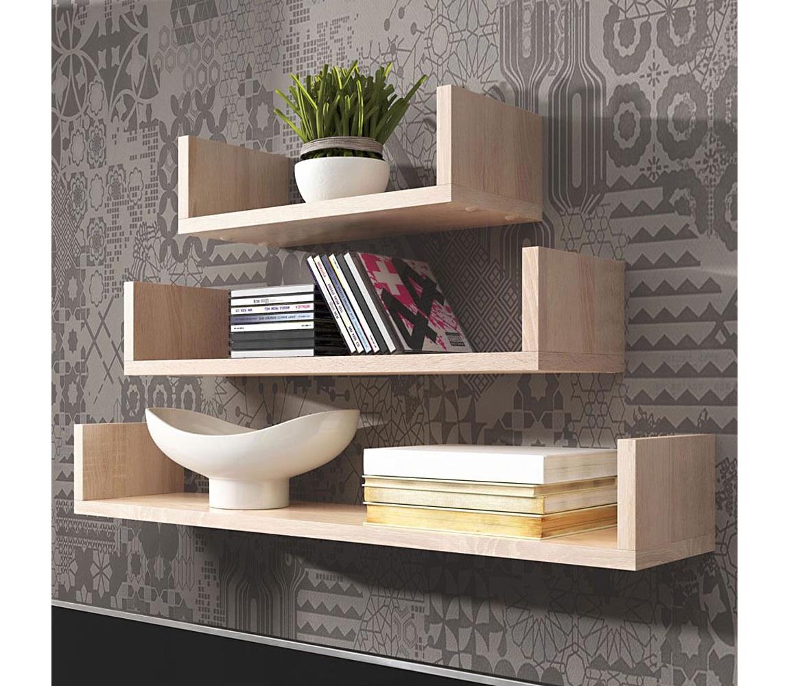 Zestaw 3 półek ściennych TRIO 40/60/80x11x18 cm dąb sonoma