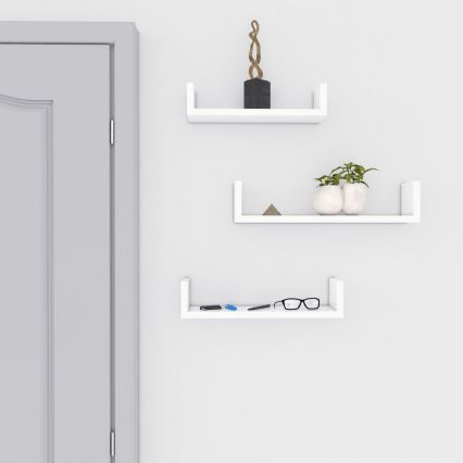 Zestaw 3 półek ściennych SHELFY, biały