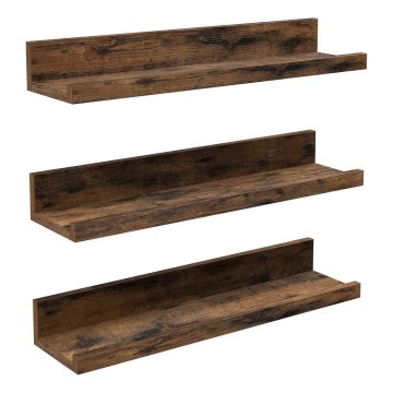 Zestaw 3 półek ściennych SHELFY — brązowe