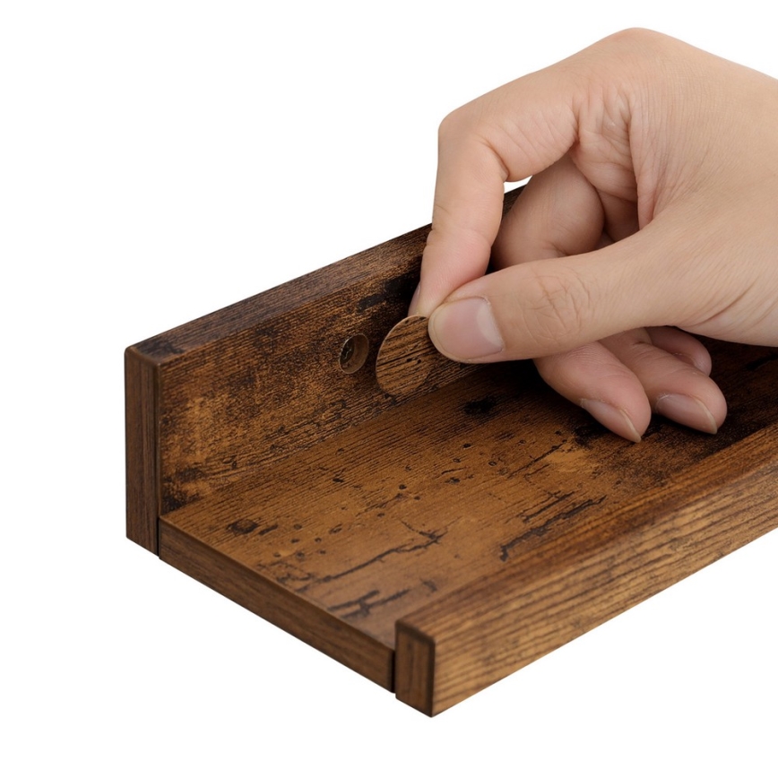 Zestaw 3 półek ściennych SHELFY — brązowe