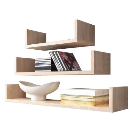 Zestaw 3 półek ściennych TRIO 40/60/80x11x18 cm dąb sonoma