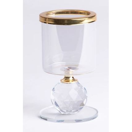 Zestaw 3 szt. świeczników — złote/przezroczyste