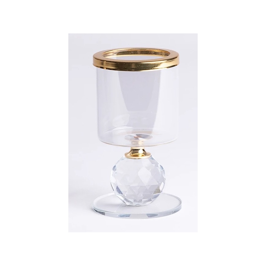 Zestaw 3 szt. świeczników — złote/przezroczyste