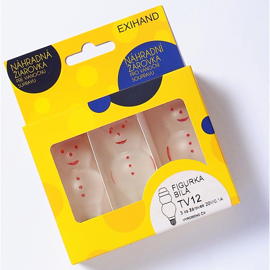 ZESTAW 3 x Żarówka zapasowa FIGURINE E10/20V/0,1A biała - wykonana w Europie