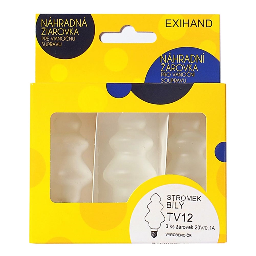 ZESTAW 3 x Żarówka zapasowa TREE E10/20V/0,1A biała - wykonana w Europie