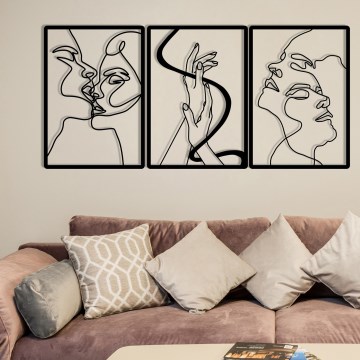 ZESTAW 3x Dekoracja ścienna 109x50 cm miłość metal