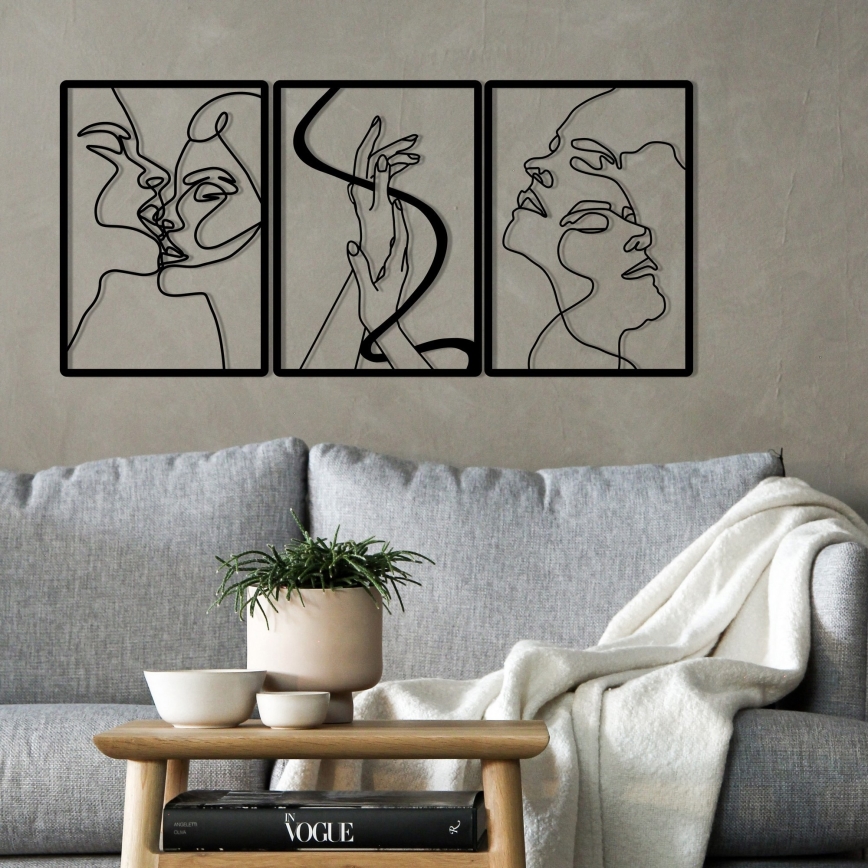 ZESTAW 3x Dekoracja ścienna 109x50 cm miłość metal