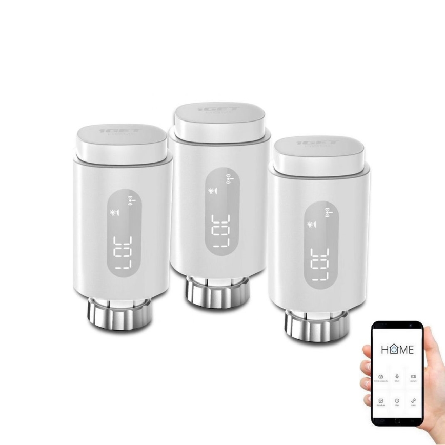 ZESTAW 3x Inteligentna głowica termostatyczna z wyświetlaczem LED 2xAA/3V Zigbee