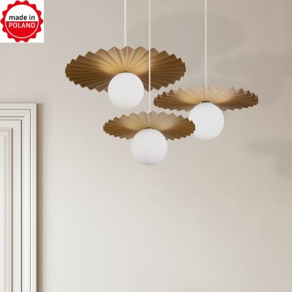 ZESTAW 3x lampa wisząca na lince SUNPLISS 1xG9/10W/230V złota/kremowa