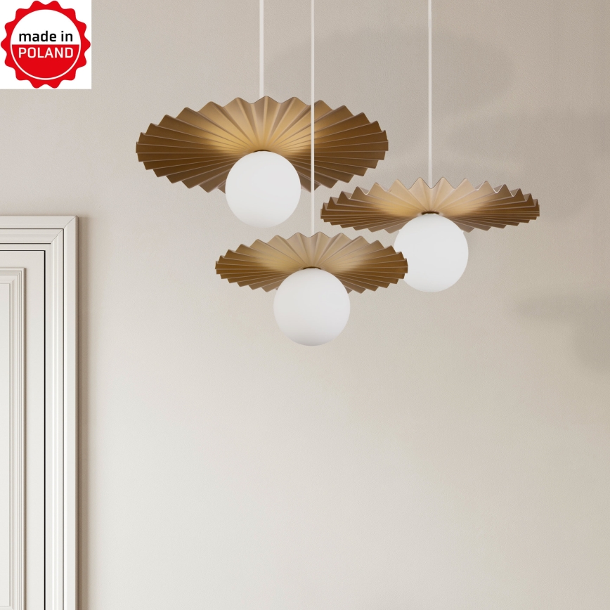 ZESTAW 3x lampa wisząca na lince SUNPLISS 1xG9/10W/230V złota/kremowa