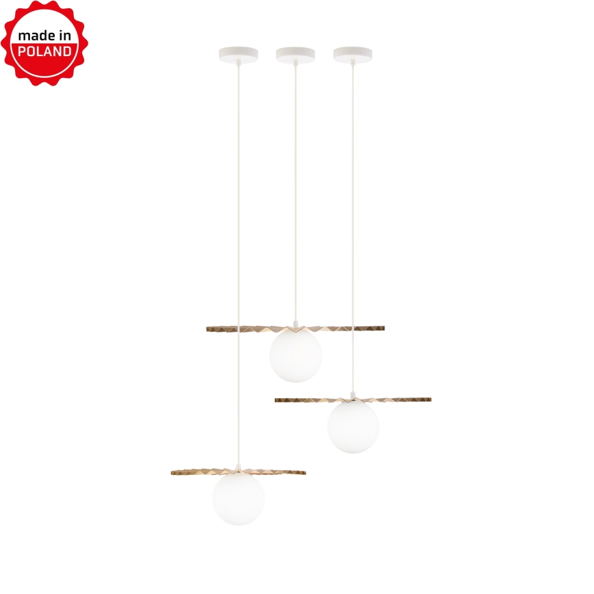 ZESTAW 3x lampa wisząca na lince SUNPLISS 1xG9/10W/230V złota/kremowa