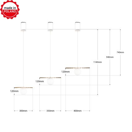 ZESTAW 3x lampa wisząca na lince SUNPLISS 1xG9/10W/230V złota/kremowa