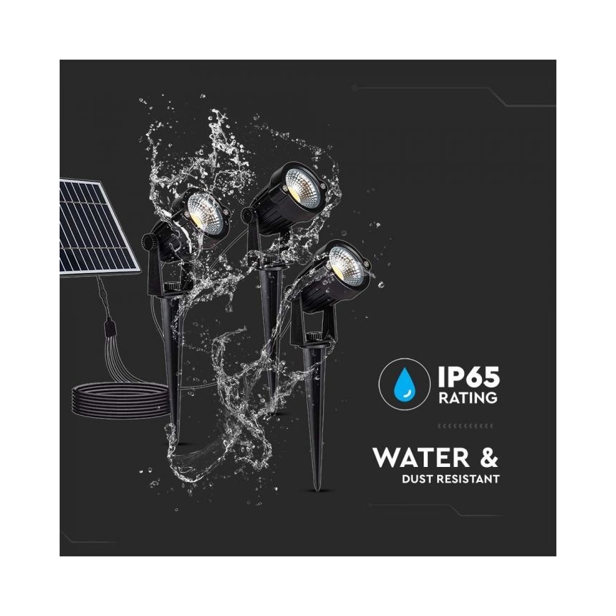 ZESTAW 3x LED Zewnętrzna lampa solarna 3xLED/1,2W/3,7V IP65 3000K 4000 mAh