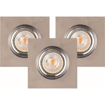 ZESTAW 3x LED Oprawa wpuszczana VITAR 1xGU10/5W/230V CRI 90 beton – certyfikat FSC