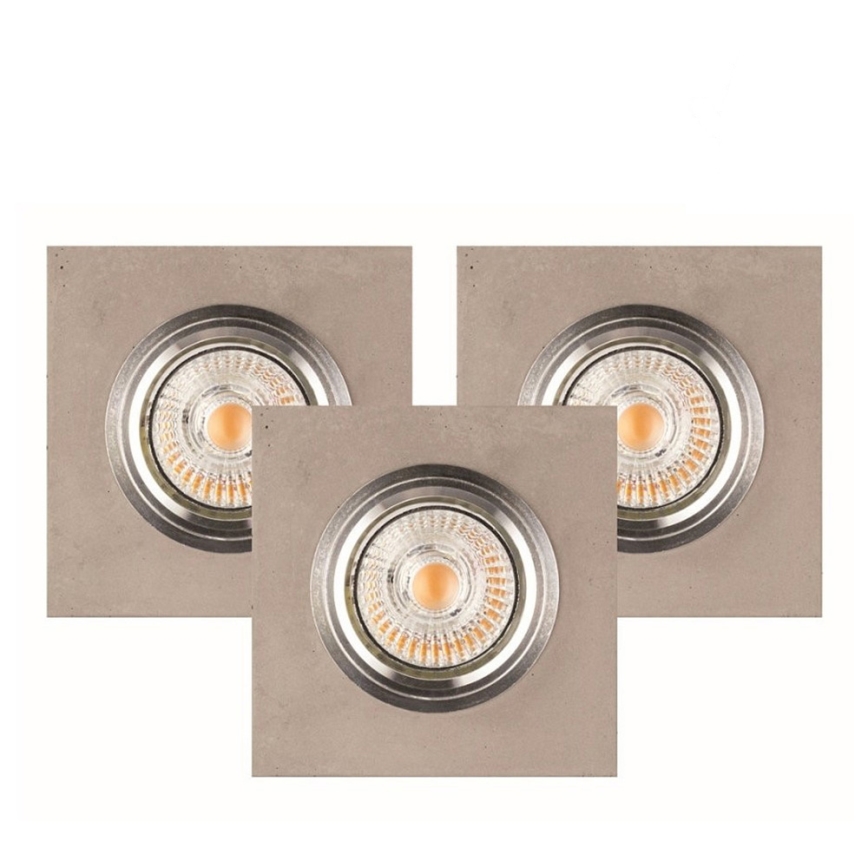 ZESTAW 3x LED Oprawa wpuszczana VITAR 1xGU10/5W/230V CRI 90 beton – certyfikat FSC