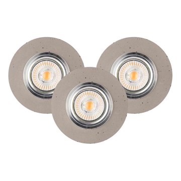 ZESTAW 3x LED Oprawa wpuszczana VITAR 1xGU10/5W/230V CRI 90 beton – certyfikat FSC