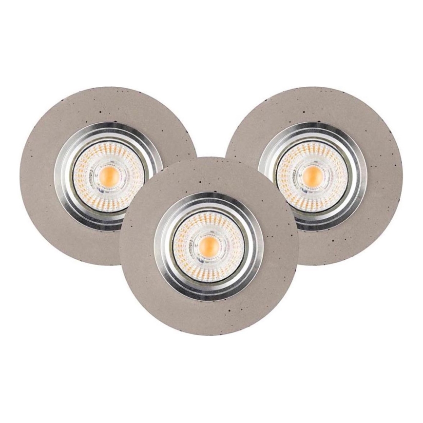 ZESTAW 3x LED Oprawa wpuszczana VITAR 1xGU10/5W/230V CRI 90 beton – certyfikat FSC