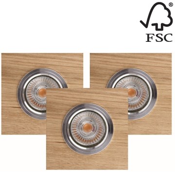 ZESTAW 3x LED Oprawa wpuszczana VITAR 1xGU10/5W/230V CRI 90 dąb – certyfikat FSC