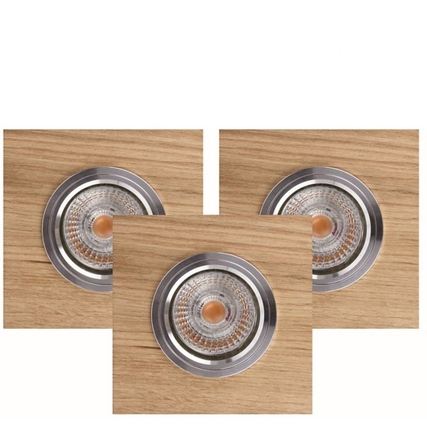 ZESTAW 3x LED Oprawa wpuszczana VITAR 1xGU10/5W/230V CRI 90 dąb