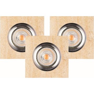 ZESTAW 3x LED Oprawa wpuszczana VITAR 1xGU10/5W/230V CRI 90 piaskowiec – certyfikat FSC