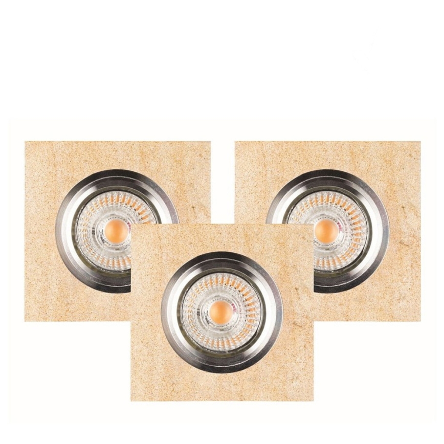 ZESTAW 3x LED Oprawa wpuszczana VITAR 1xGU10/5W/230V CRI 90 piaskowiec – certyfikat FSC