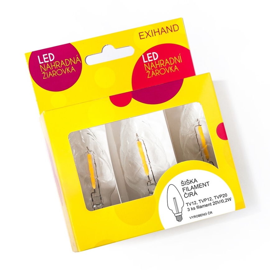 ZESTAW 3x LED Zapasowa żarówka CONE E10/20V/0,1A jasny,  wyprodukowano w UE