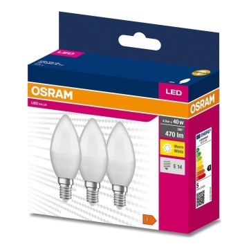 ZESTAW 3x LED Żarówka B38 E14/4,9W/230V 3000K - Osram