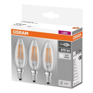 ZESTAW 3x LED Żarówka BASE VINTAGE B40 E14/4W/230V 4000K – Osram