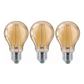 ZESTAW 3x LED Żarówka CLASIC AMBER A60 E27/9W/230V 2200K - Brilagi