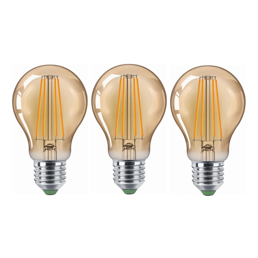 ZESTAW 3x LED Żarówka CLASIC AMBER A60 E27/9W/230V 2200K - Brilagi