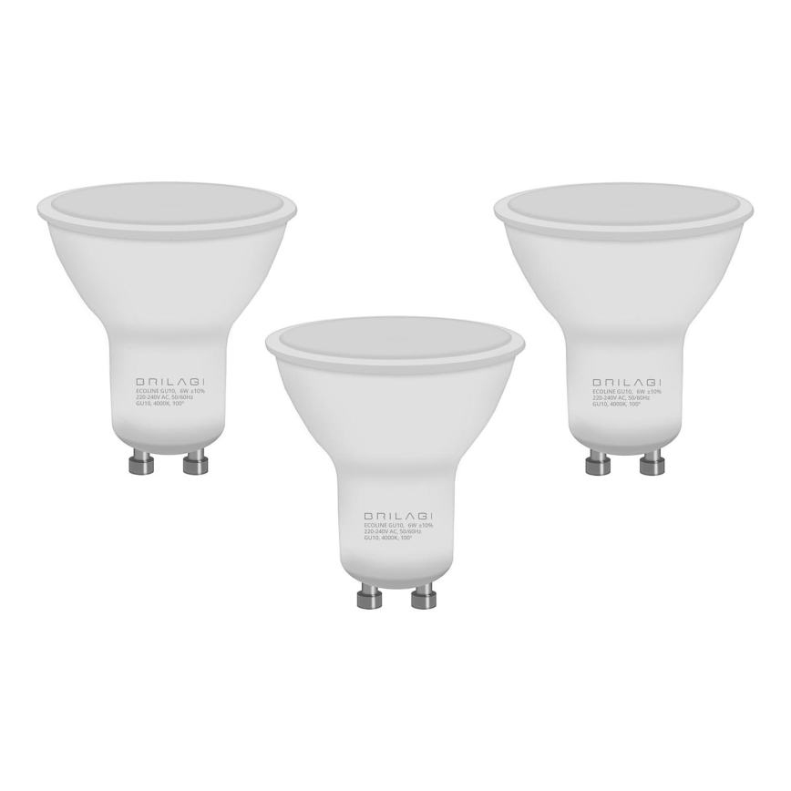 ZESTAW 3x LED Żarówka ECOLINE GU10/6W/230V 4000K - Brilagi