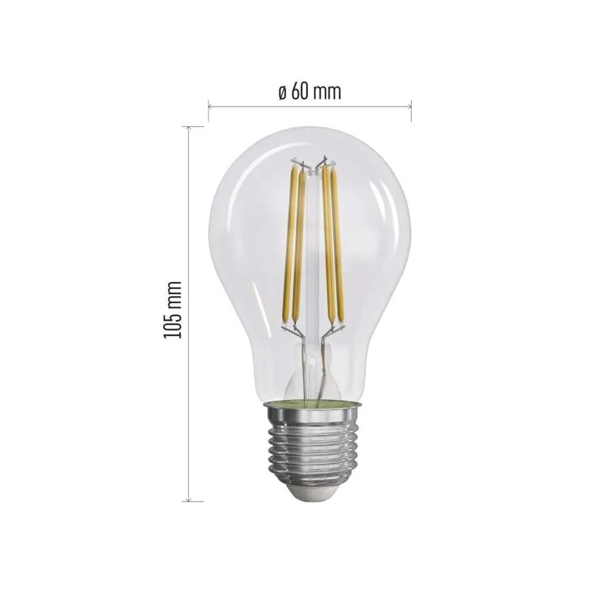 ZESTAW 3x LED Żarówka FILAMENT A60 E27/5W/230V 2700K Klasa energetyczna A