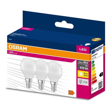 ZESTAW 3x LED Żarówka P45 E14/4,9W/230V 3000K - Osram