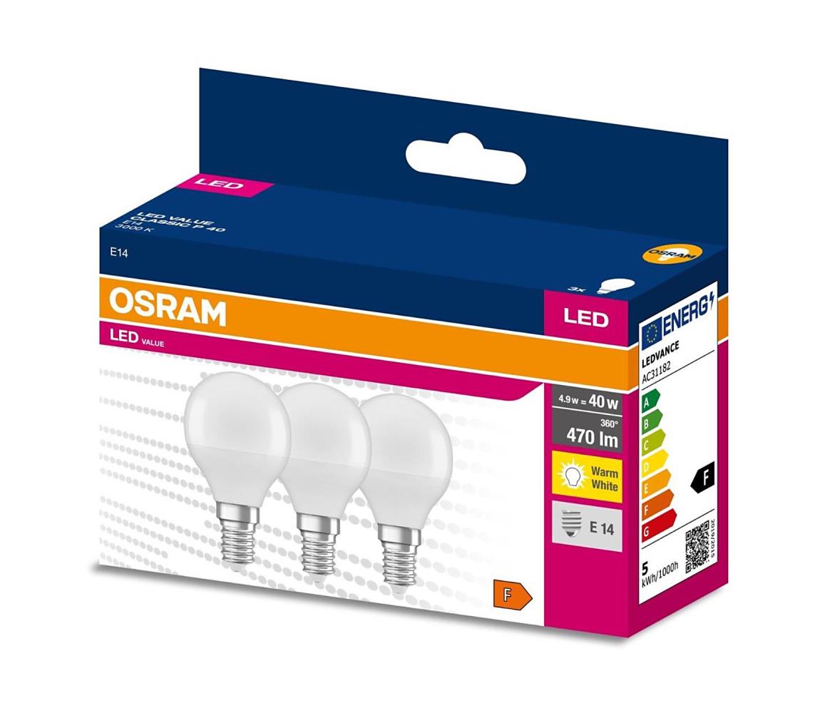 ZESTAW 3x LED Żarówka P45 E14/4,9W/230V 3000K - Osram