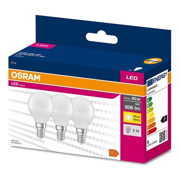 ZESTAW 3x LED Żarówka P45 E14/7,5W/230V 3000K - Osram