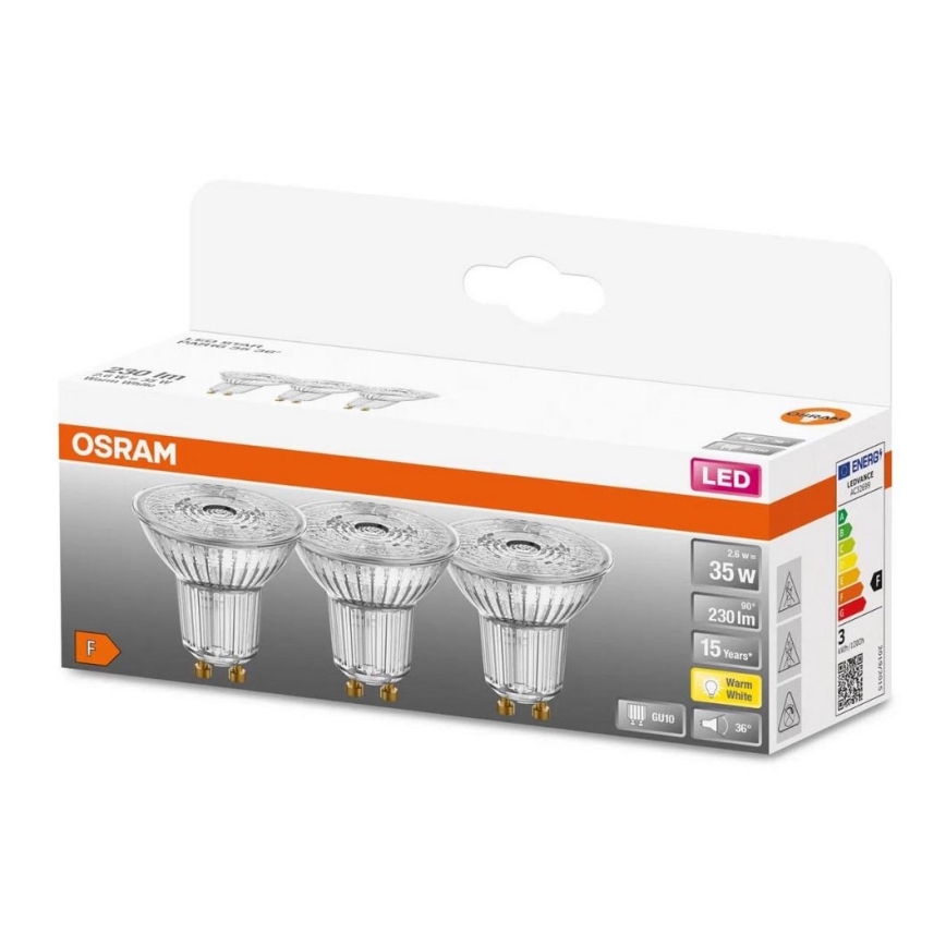 ZESTAW 3x LED Żarówka PAR16 GU10/2,6W/230V 2700K - Osram