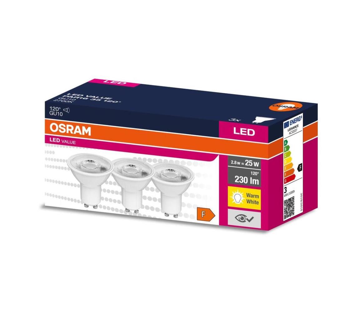 ZESTAW 3x LED Żarówka PAR16 GU10/2,8W/230V 2700K 120° - Osram