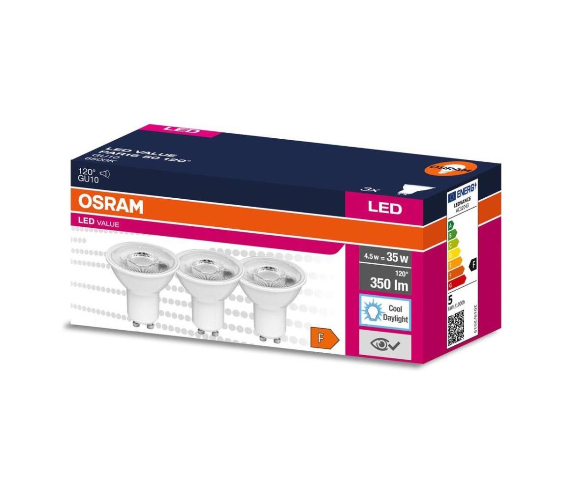 ZESTAW 3x LED Żarówka PAR16 GU10/4,5W/230V 6500K 120° - Osram