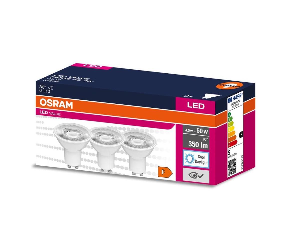 ZESTAW 3x LED Żarówka PAR16 GU10/4,5W/230V 6500K 36° - Osram