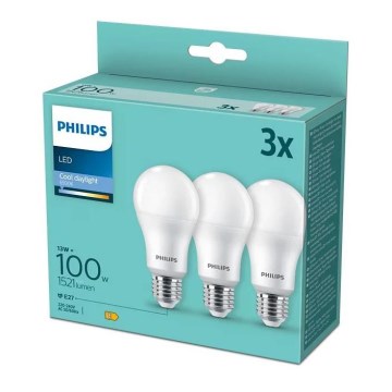 ZESTAW 3x LED Żarówka Philips A67 E27/13W/230V 6500K