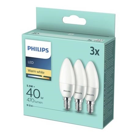 ZESTAW 3x LED Żarówka Philips B35 E14/5,5W/230V 2700K