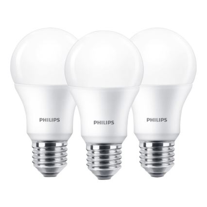 Zestaw 3x LED Żarówka Philips E27/9W/230V 2700K