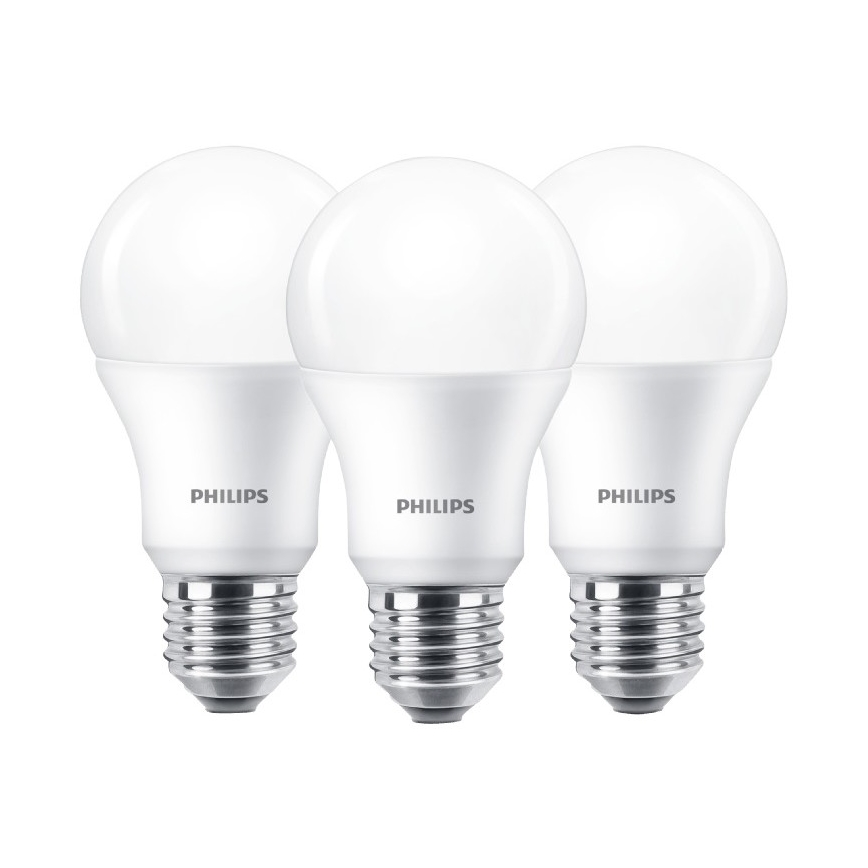 Zestaw 3x LED Żarówka Philips E27/9W/230V 2700K