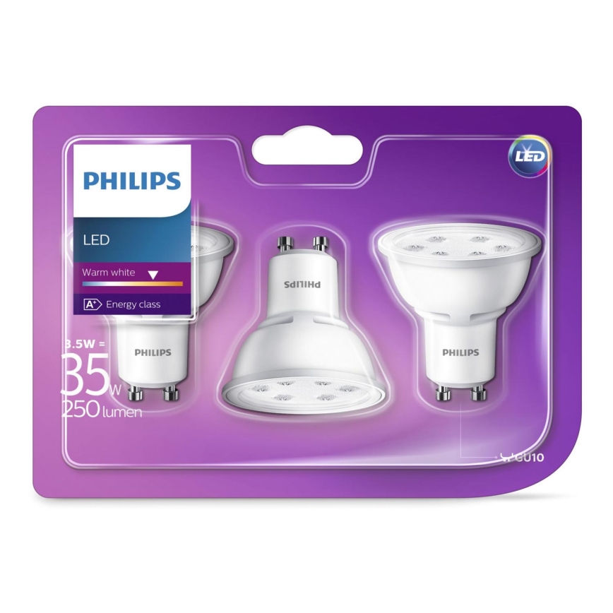 ZESTAW 3x LED Żarówka Philips GU10/3,5W/230V 2700K