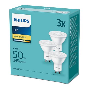 ZESTAW 3x LED Żarówka Philips GU10/4,7W/230V 2700K