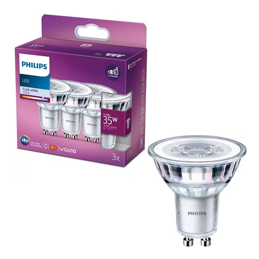 ZESTAW 3x LED Żarówka Philips PAR16 GU10/3,5W/230V 4000K