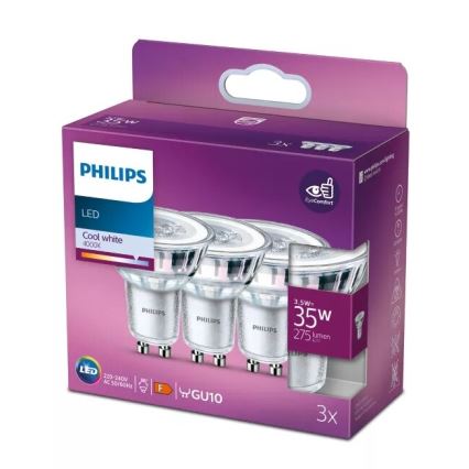 ZESTAW 3x LED Żarówka Philips PAR16 GU10/3,5W/230V 4000K